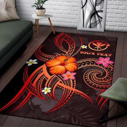 Polynesian Hawaii Personalised Area Rug - Legend of Kanaka Maoli (Red)-Myprintsy