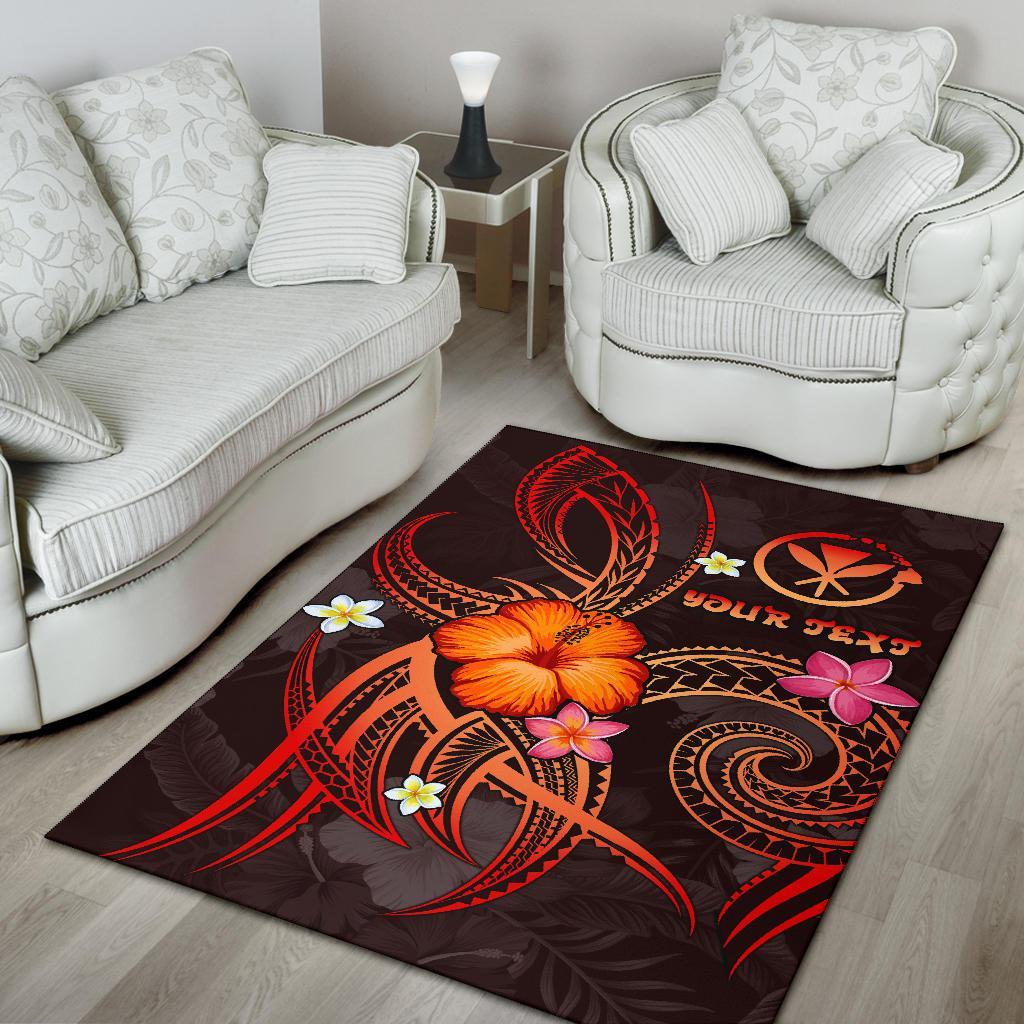 Polynesian Hawaii Personalised Area Rug - Legend of Kanaka Maoli (Red)-Myprintsy