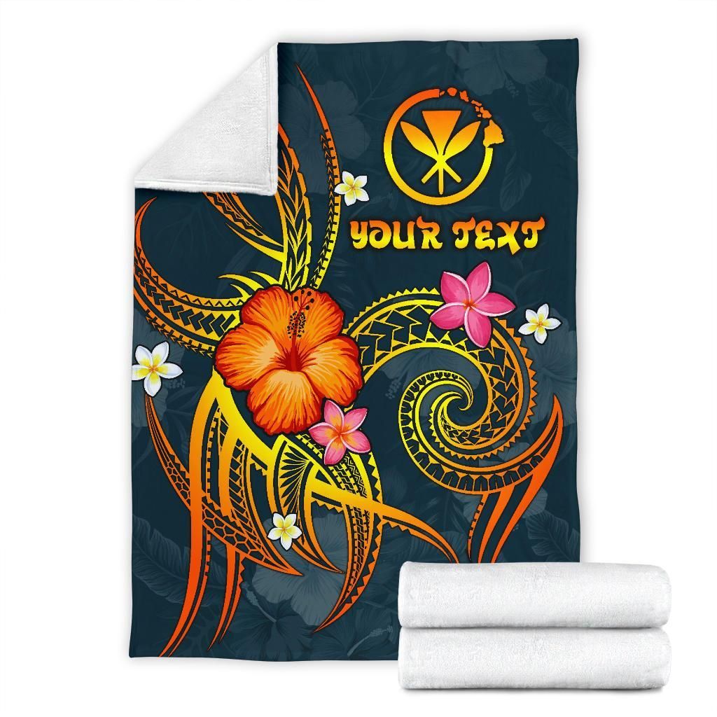 Polynesian Hawaii Personalised Blanket - Legend of Kanaka Maoli (Blue)-Myprintsy