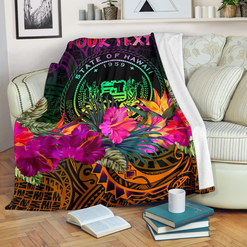 Polynesian Hawaii Personalised Premium Blanket - Summer Hibiscus-Myprintsy