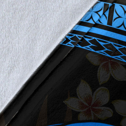 Polynesian Hawaii Premium Blanket - Blue Plumeria-Myprintsy