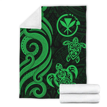 Polynesian Hawaii Premium Blanket - Green Tentacle Turtle-Myprintsy