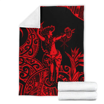 Polynesian Hawaii Premium Blanket - Hula Girl Red-Myprintsy