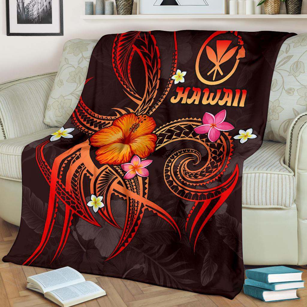 Polynesian Hawaii Premium Blanket - Legend of Kanaka Maoli (Red)-Myprintsy