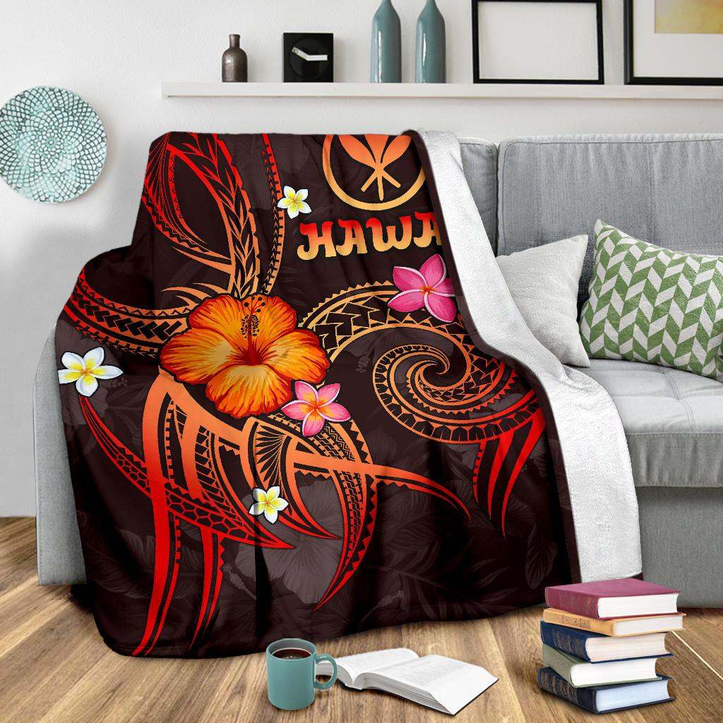 Polynesian Hawaii Premium Blanket - Legend of Kanaka Maoli (Red)-Myprintsy