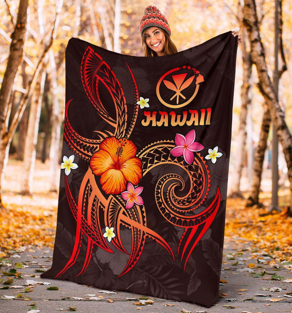 Polynesian Hawaii Premium Blanket - Legend of Kanaka Maoli (Red)-Myprintsy