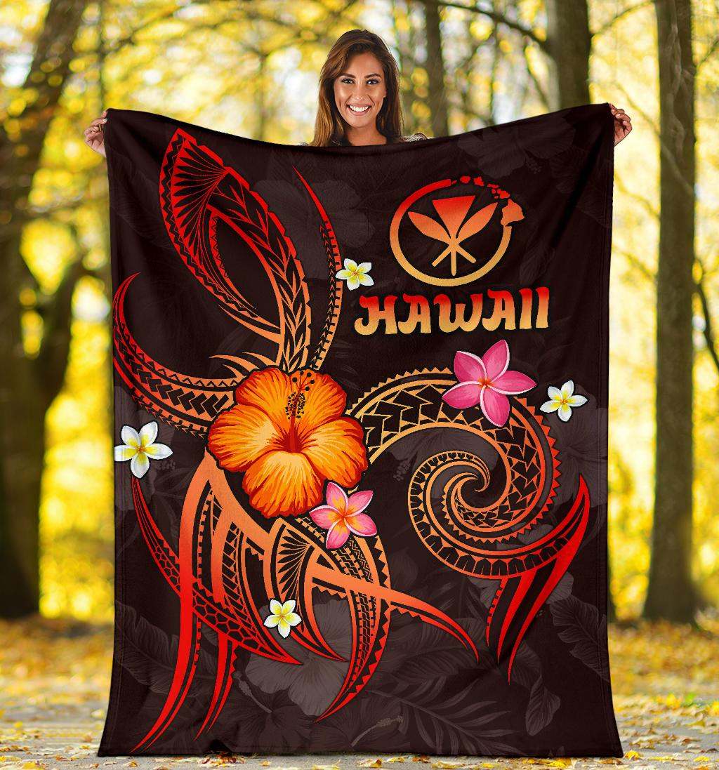 Polynesian Hawaii Premium Blanket - Legend of Kanaka Maoli (Red)-Myprintsy