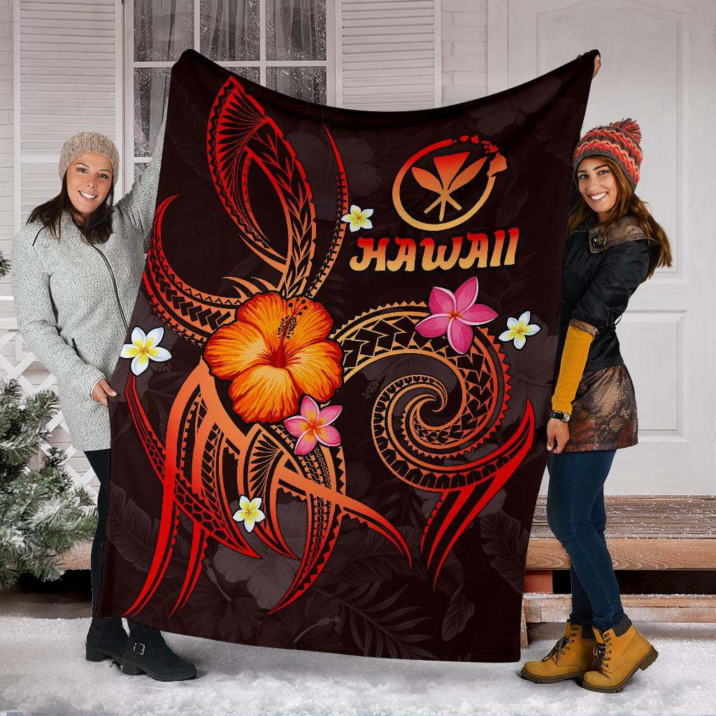Polynesian Hawaii Premium Blanket - Legend of Kanaka Maoli (Red)-Myprintsy
