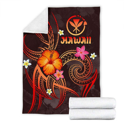 Polynesian Hawaii Premium Blanket - Legend of Kanaka Maoli (Red)-Myprintsy