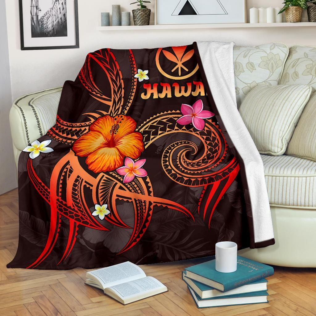 Polynesian Hawaii Premium Blanket - Legend of Kanaka Maoli (Red)-Myprintsy