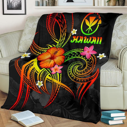 Polynesian Hawaii Premium Blanket - Legend of Kanaka Maoli (Reggae)-Myprintsy