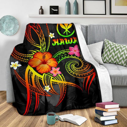 Polynesian Hawaii Premium Blanket - Legend of Kanaka Maoli (Reggae)-Myprintsy