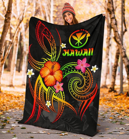 Polynesian Hawaii Premium Blanket - Legend of Kanaka Maoli (Reggae)-Myprintsy