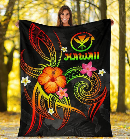 Polynesian Hawaii Premium Blanket - Legend of Kanaka Maoli (Reggae)-Myprintsy