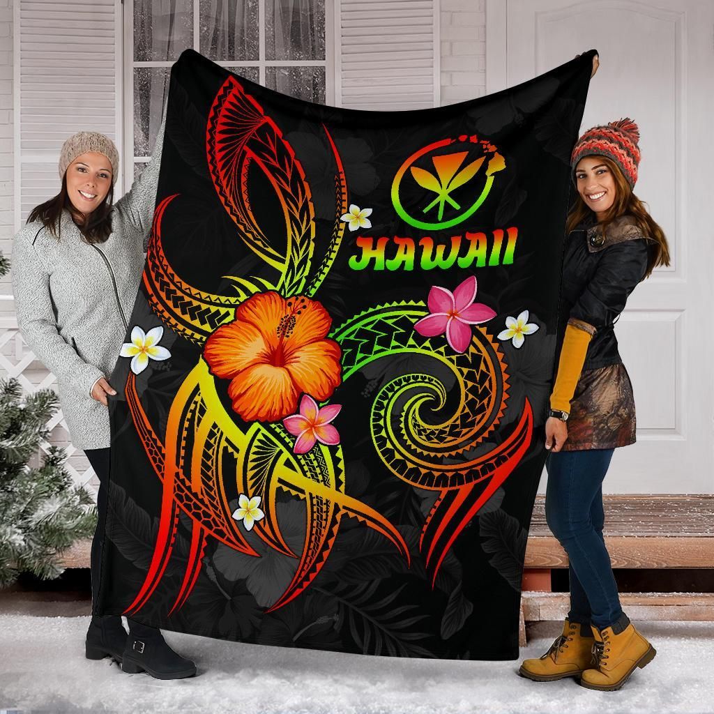 Polynesian Hawaii Premium Blanket - Legend of Kanaka Maoli (Reggae)-Myprintsy