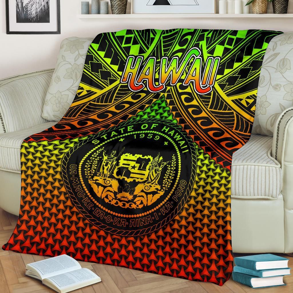 Polynesian Hawaii Premium Blanket - Reggae Vintage Polynesian Patterns-Myprintsy