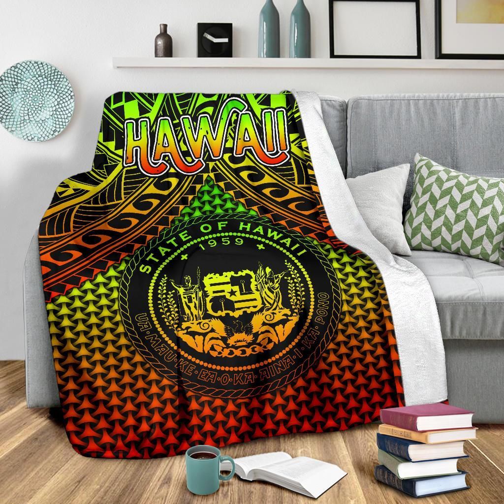 Polynesian Hawaii Premium Blanket - Reggae Vintage Polynesian Patterns-Myprintsy