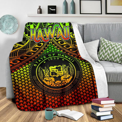 Polynesian Hawaii Premium Blanket - Reggae Vintage Polynesian Patterns-Myprintsy