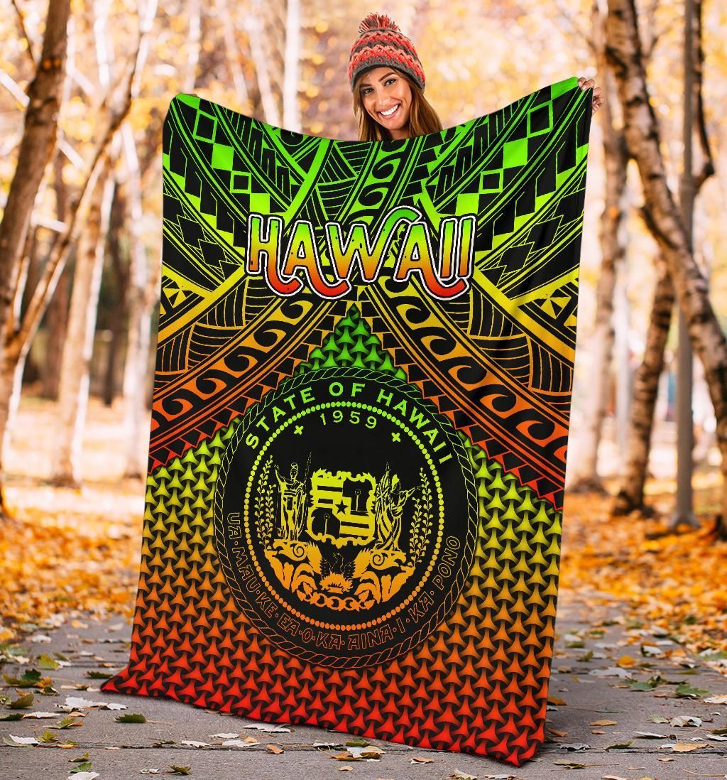Polynesian Hawaii Premium Blanket - Reggae Vintage Polynesian Patterns-Myprintsy