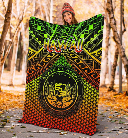 Polynesian Hawaii Premium Blanket - Reggae Vintage Polynesian Patterns-Myprintsy