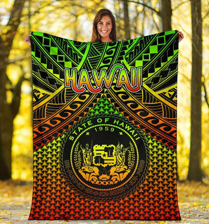 Polynesian Hawaii Premium Blanket - Reggae Vintage Polynesian Patterns-Myprintsy