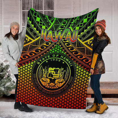 Polynesian Hawaii Premium Blanket - Reggae Vintage Polynesian Patterns-Myprintsy
