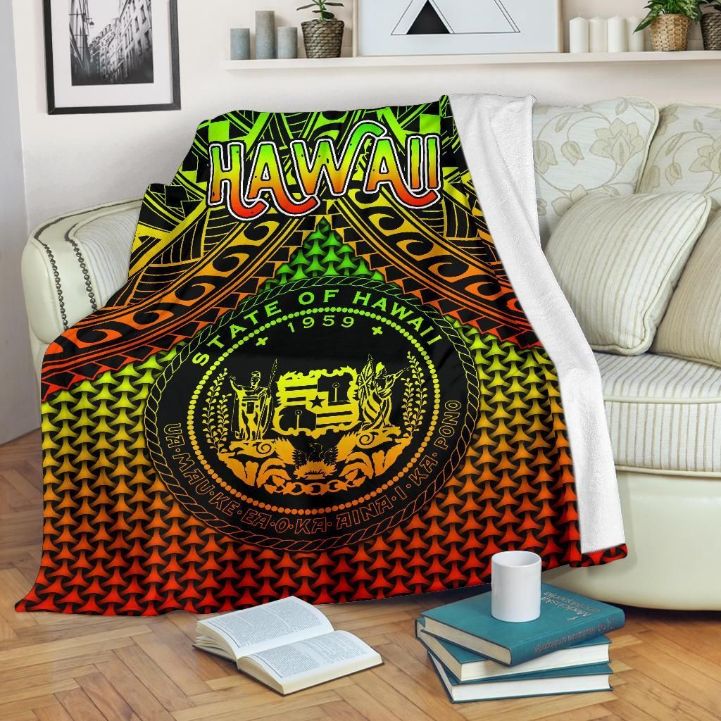 Polynesian Hawaii Premium Blanket - Reggae Vintage Polynesian Patterns-Myprintsy