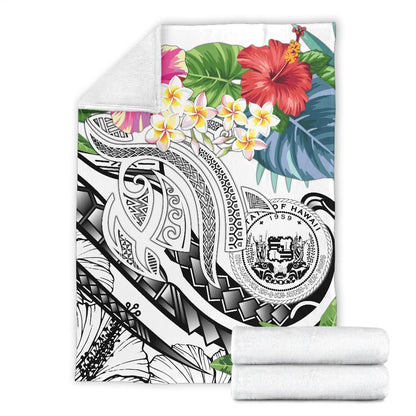 Polynesian Hawaii Premium Blanket - Summer Plumeria (White)-Myprintsy