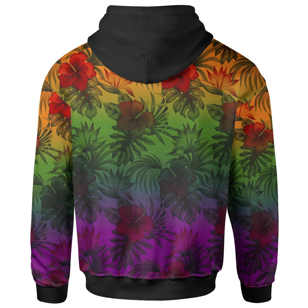 Polynesian Hoodie - Green Hibiscus Patterns-Myprintsy