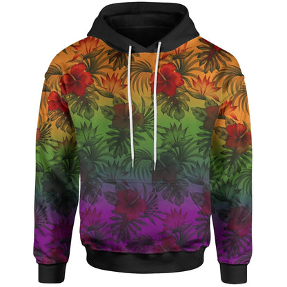 Polynesian Hoodie - Green Hibiscus Patterns-Myprintsy