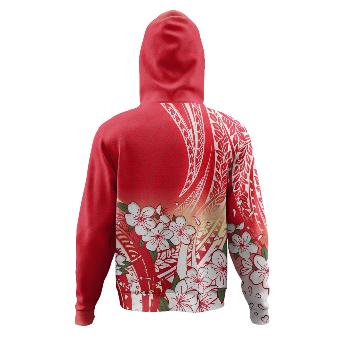Polynesian Hoodie Polynesian Pattern Style White Flowers-Myprintsy