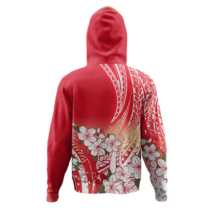 Polynesian Hoodie Polynesian Pattern Style White Flowers-Myprintsy