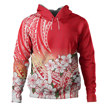 Polynesian Hoodie Polynesian Pattern Style White Flowers-Myprintsy