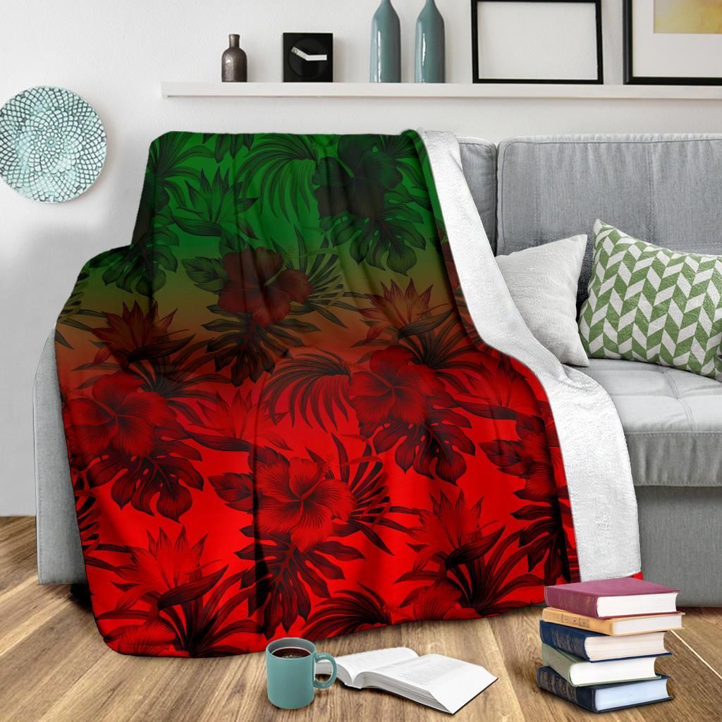 Polynesian Premium Blanket - Red Hibiscus Patterns-Myprintsy