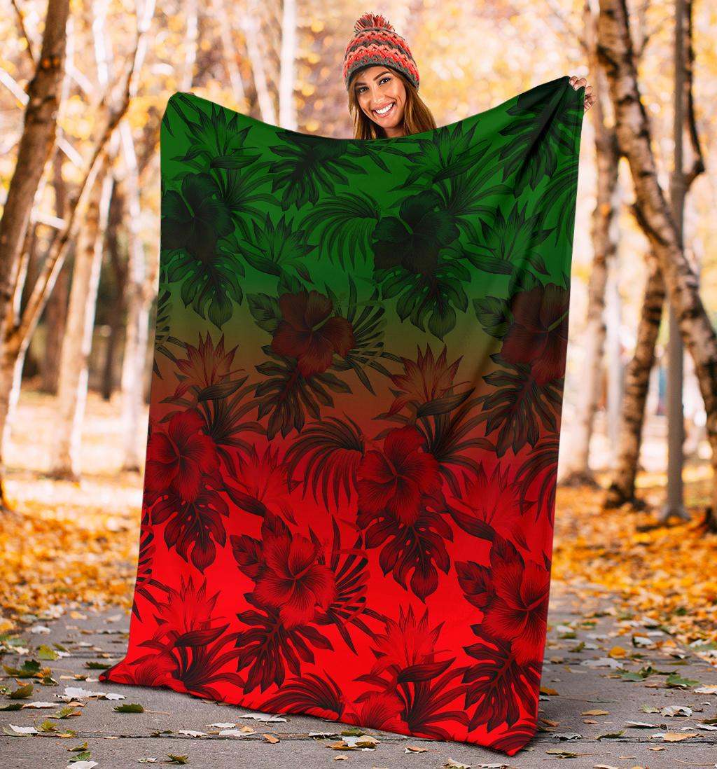 Polynesian Premium Blanket - Red Hibiscus Patterns-Myprintsy