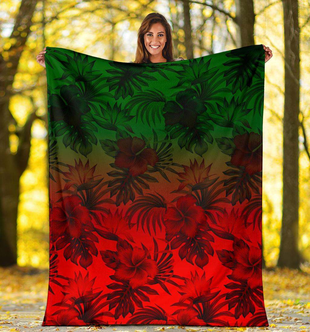 Polynesian Premium Blanket - Red Hibiscus Patterns-Myprintsy