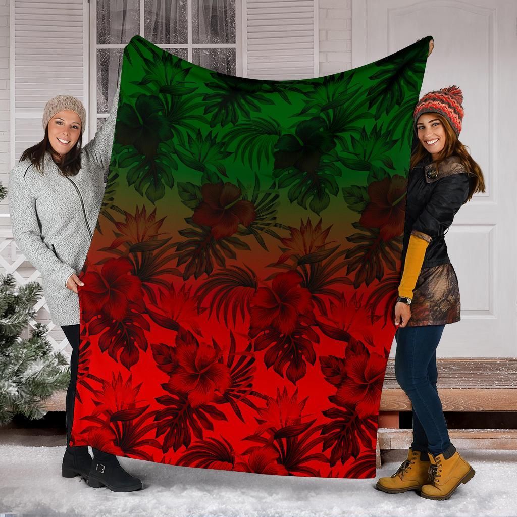 Polynesian Premium Blanket - Red Hibiscus Patterns-Myprintsy