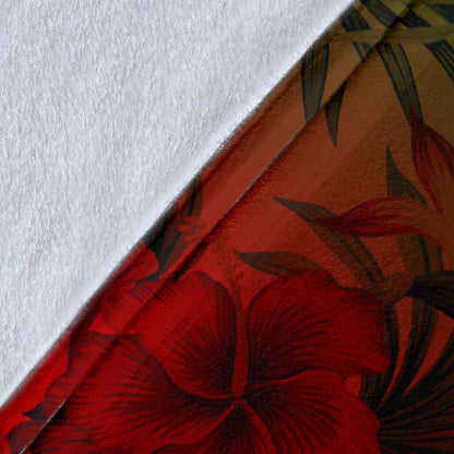 Polynesian Premium Blanket - Red Hibiscus Patterns-Myprintsy