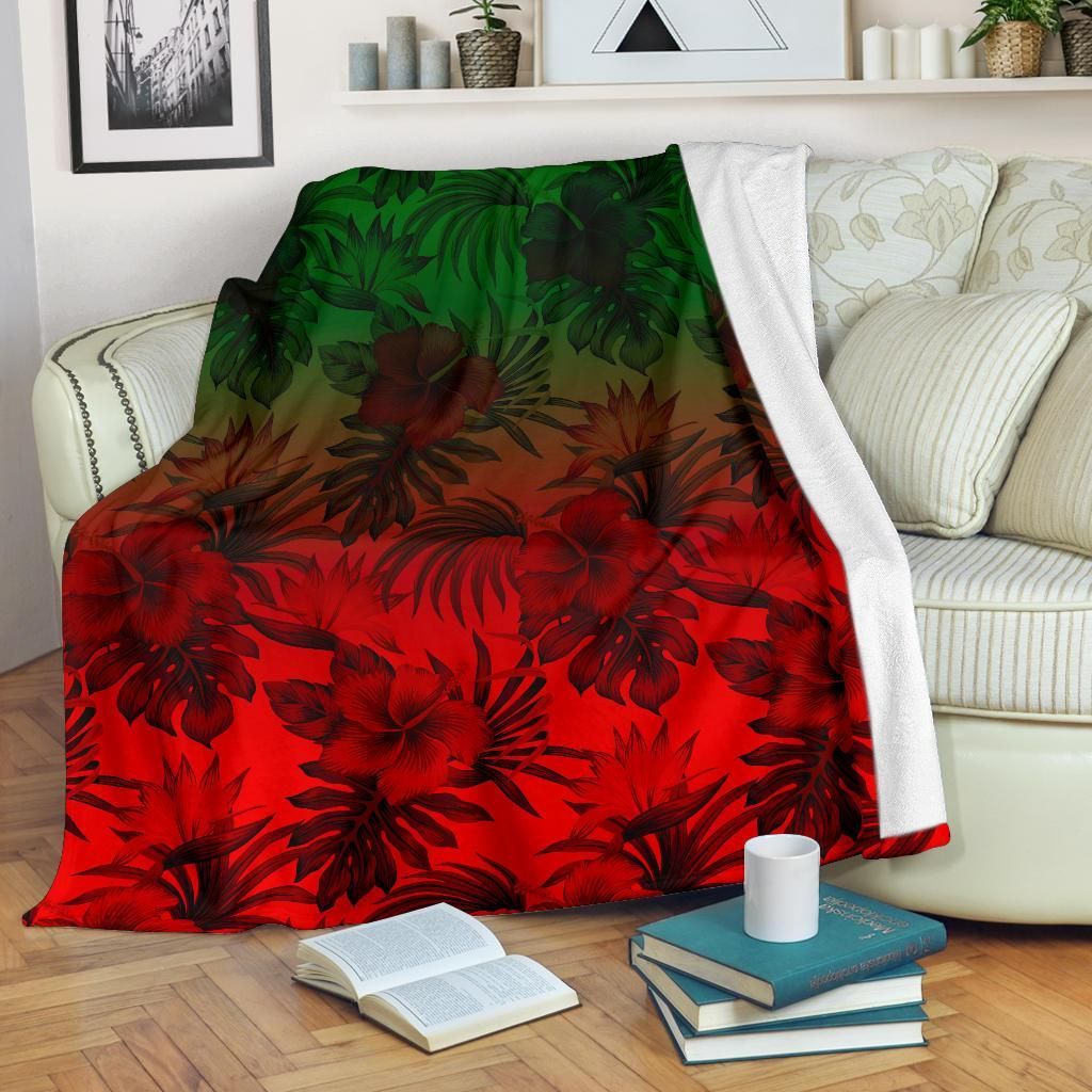 Polynesian Premium Blanket - Red Hibiscus Patterns-Myprintsy