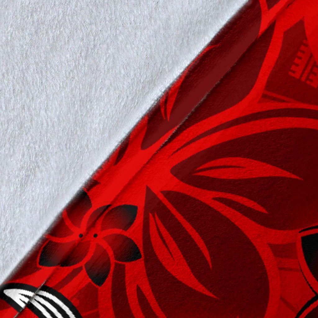 Polynesian Premium Blanket - Turtle Plumeria Red Color-Myprintsy