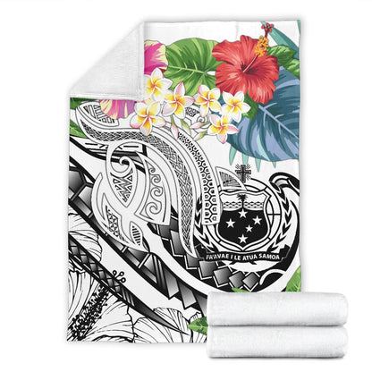 Polynesian Samoa Premium Blanket - Summer Plumeria (White)-Myprintsy