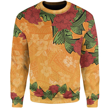 Polynesian Sweatshirt Tropical Flowers Polynesian Tribal Motif-Myprintsy