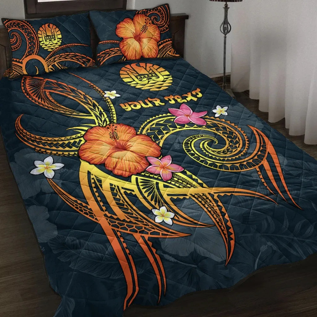 Polynesian Tahiti Personalised Quilt Bed Set - Legend of Tahiti (Blue)