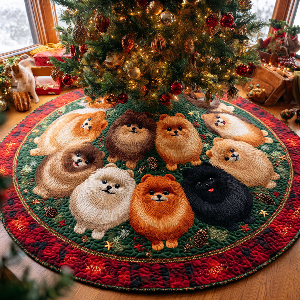 Pom Christmas Magic Christmas Quilted Tree Skirt-Myprintsy