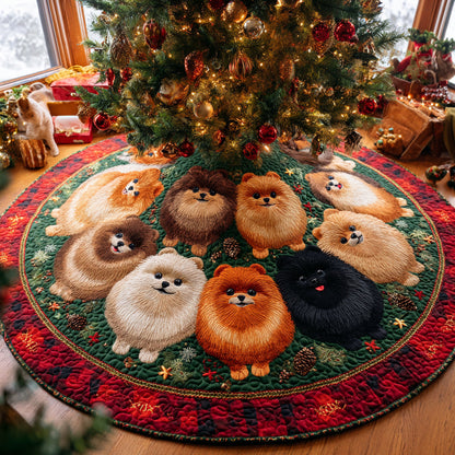 Pom Christmas Magic Christmas Quilted Tree Skirt-Myprintsy