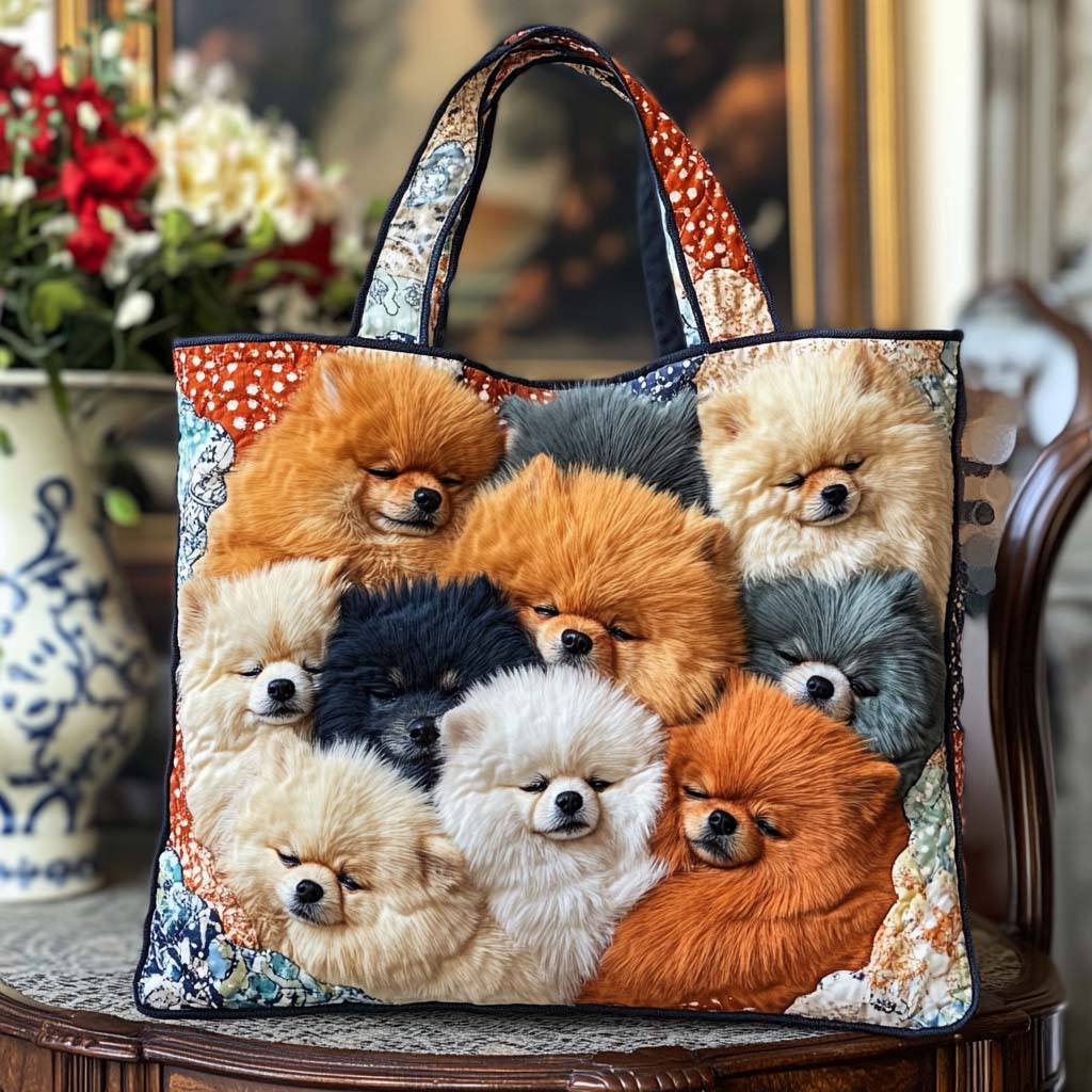 Pom Dream Nest Quilted Tote Bag VTQ-Myprintsy