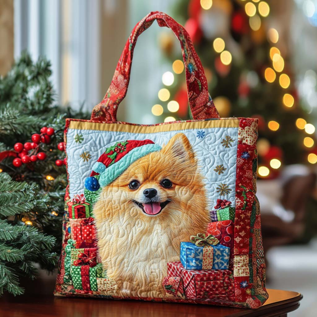 Pom Gift Time Quilted Tote Bag VTQ-Myprintsy