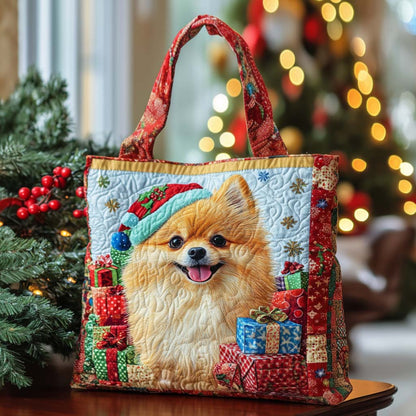 Pom Gift Time Quilted Tote Bag VTQ-Myprintsy