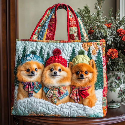 Pomeranian Quilted Tote Bag VTQ-Myprintsy