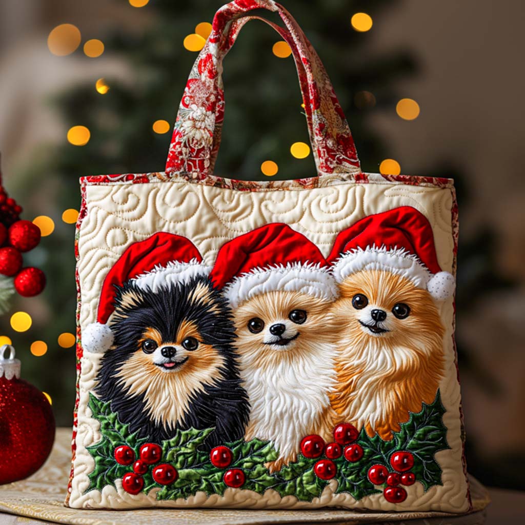 Pomeranian Quilted Tote Bag VTQ-Myprintsy